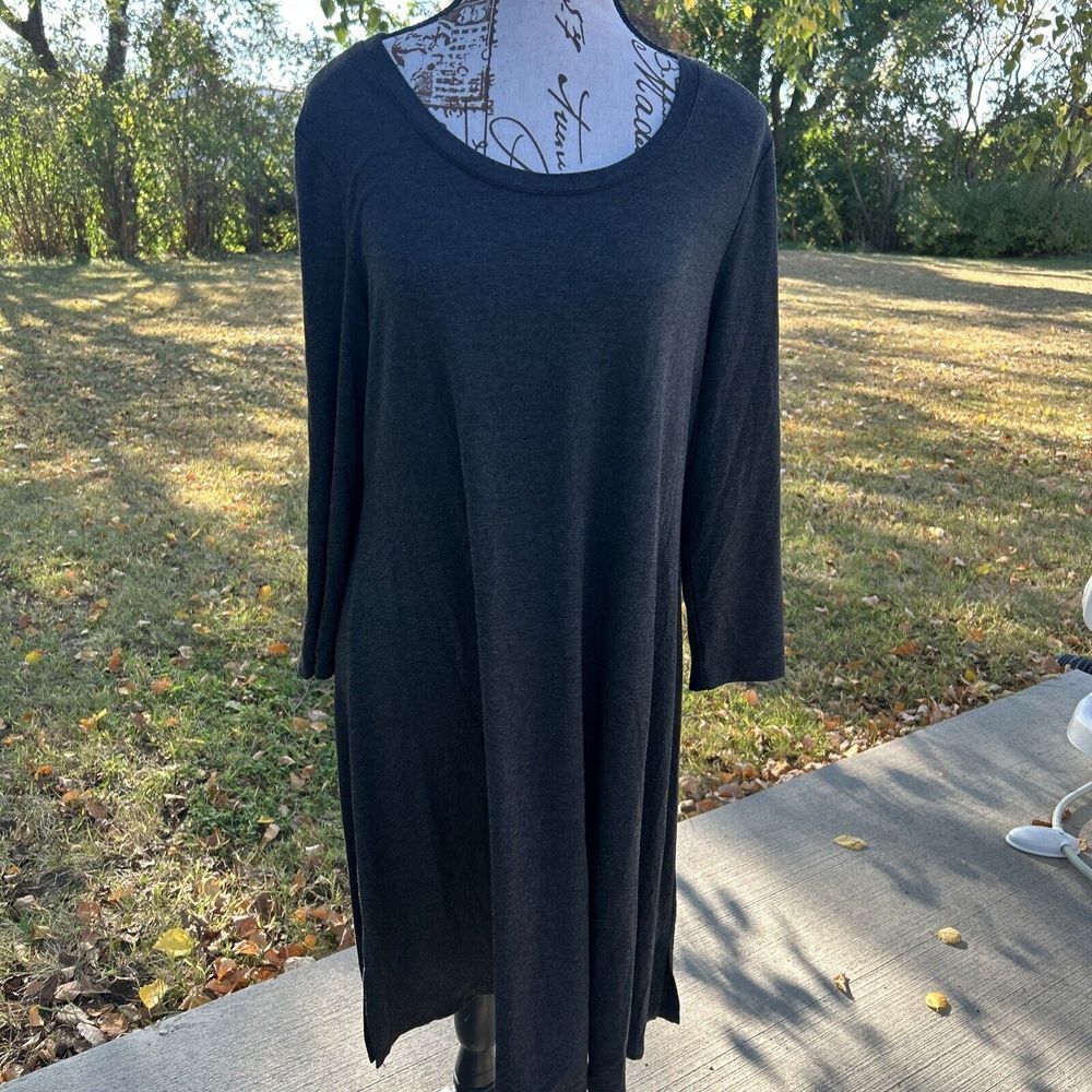 Cupio Gray  Knit Jersey Long Sleeve T-Shirt Dress Sz L‎